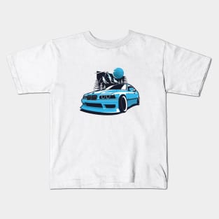 Blue E36 Compact Drift Mountains Kids T-Shirt
